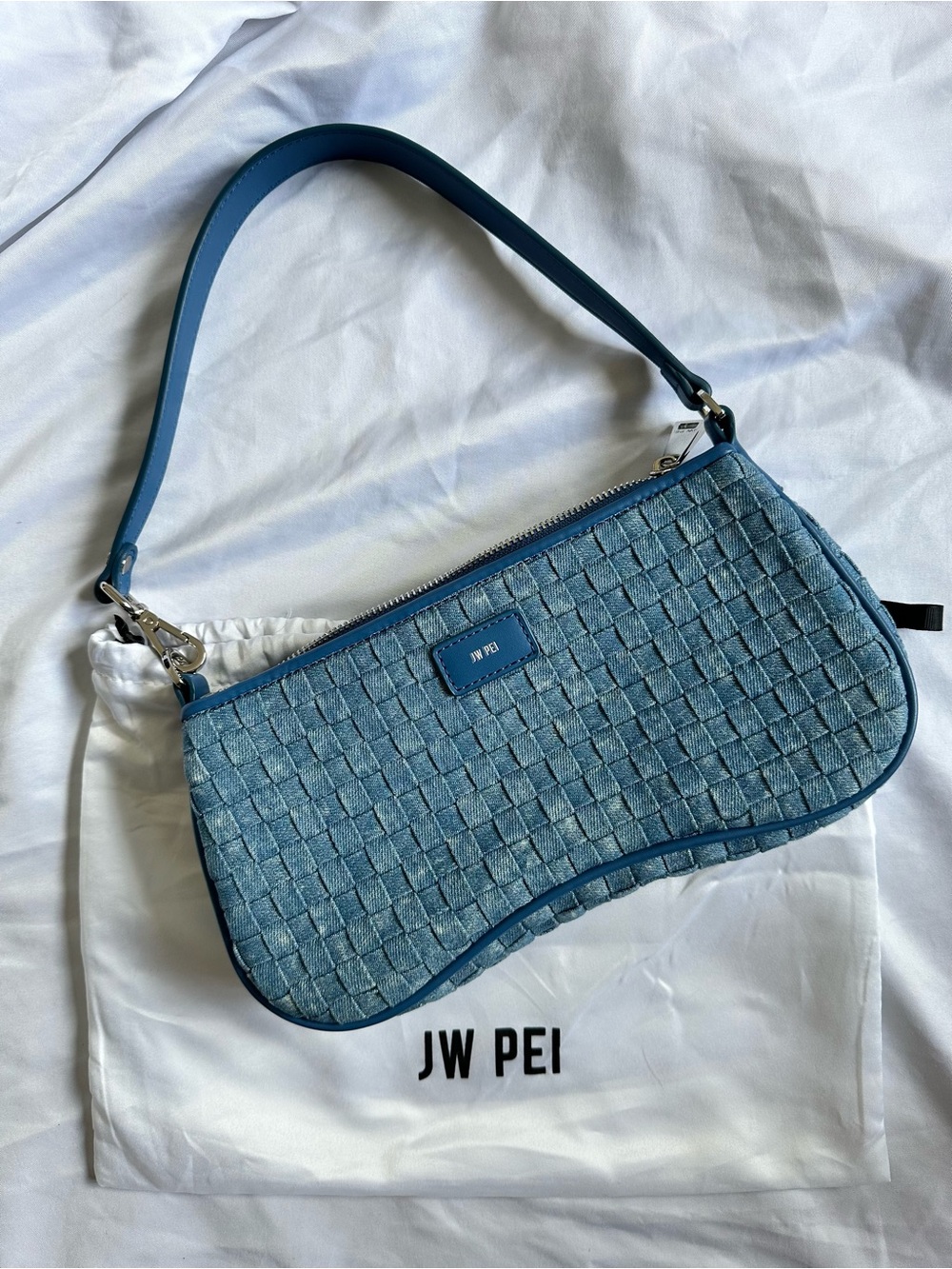JW PEI Eva Shoulder Bag in Blue Denim Weave